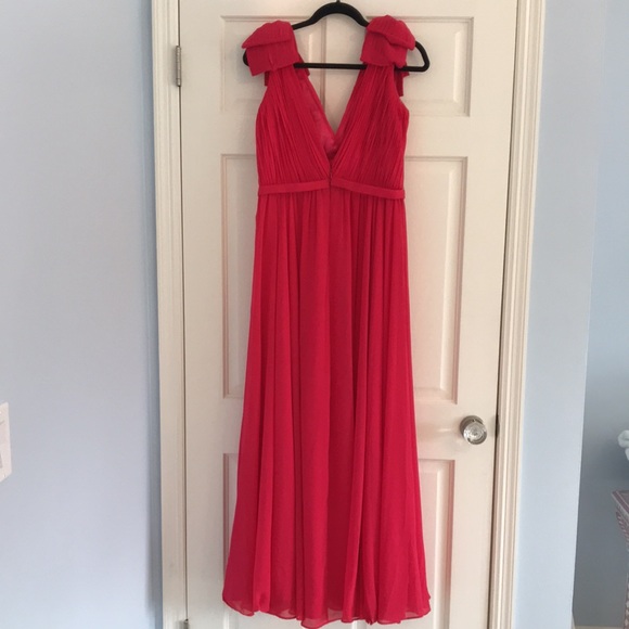 Basix Black Label Flutter Shoulder Maxi Gown in Watermelon Pink - Picture 5 of 5